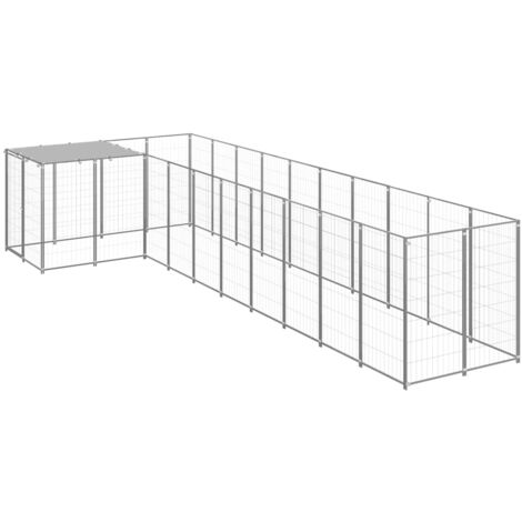 Perrera plateada 7,26 m² acero vidaXL