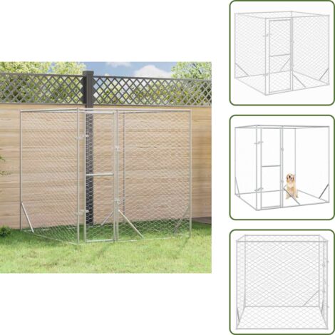 Perrera plateada - vidaXL Perrera de exterior acero galvanizado plateado 2x2x2 m - Jaula para animales