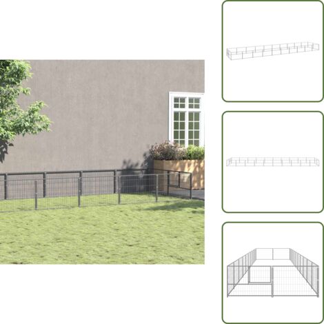 Perrera plateada - vidaXL Perrera plateada 20 m² acero - Perrera con cable