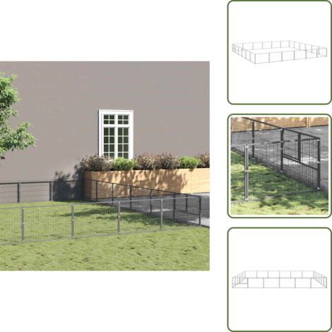 Perrera plateada - vidaXL Perrera plateada 36 m² acero - Perrera con cable