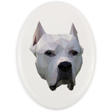 Perro Argentino, Dogo Argentino - placa con foto e inscripción geométrica de Art-Dog