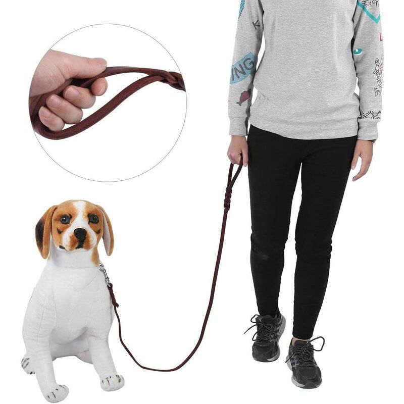 

Perro de cuero marrón Correa Correa Cuerda de cuero Mascota Correr Caminar (1.7M)
