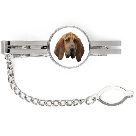 Perro de Sangre, el perro del santo Hubert - pinza de corbata geométrica con foto e inscripción Art-Dog