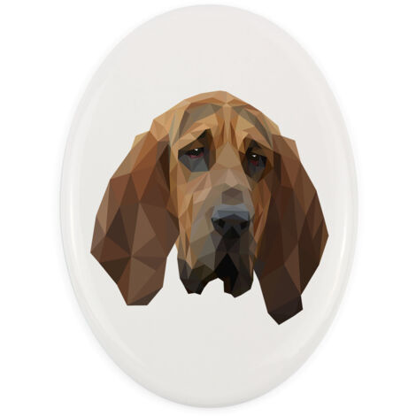 Perro de Sangre, el perro del santo Huberta - placa geométrica con foto e inscripción de Art-Dog