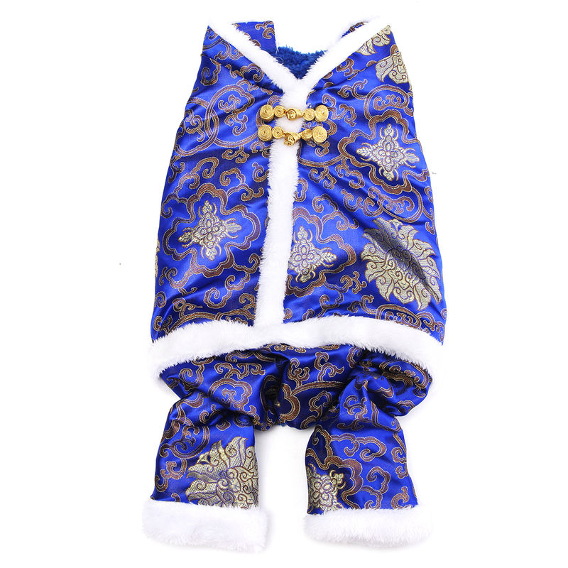 

Perro Disfraz Chaleco Ropa china Estilo tradicional Abrigo Tang Navidad Año nuevo Regalo Fiesta de disfraces Decoración festiva Invierno Azul XL