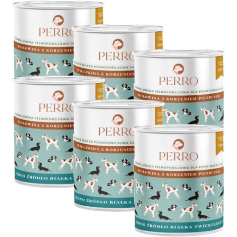 Perro Nassfutter für Hunde, Rindfleisch mit Petersilienwurzel, 6 x 850 g