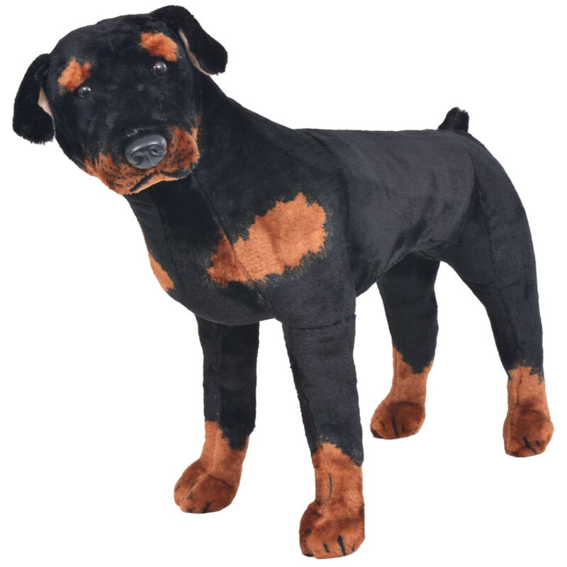 

Asupermall - Perro rottweiler de peluche de pie negro y marron XXL