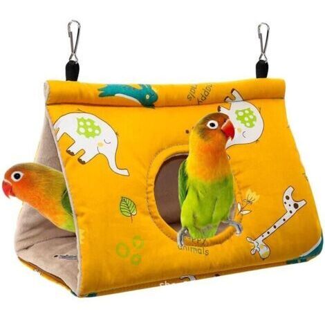 Perroquet Hamac Nid D'oiseau Chaud Doux Hamac en Peluche Suspendu Cage Tente pour Perruche Calopsitte Amazones Cacatoès Canari Cage Jouet L