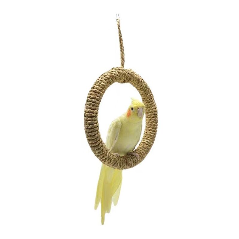 Perroquet jouet fait à la main herbe corde escalade anneau balançoire
