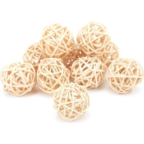 Perroquet Naturel Perruche Jouets à Mâcher Boules de Rotin pour Perruche Perruche Cacatoès Suspendu Bricolage Artisanat(3CM) 10 Pièces Boules de Rotin Bird Toys Bird Toys