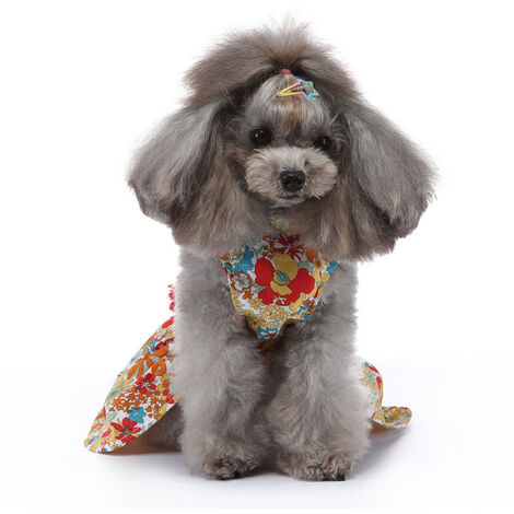 Perros Vestido floral Verano Elegante Cachorro Ropa Arco Cinta Pet Sundress Ropa para fiesta de vacaciones