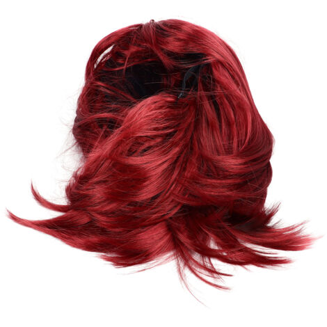 Perruque bob courte rouge pour femme, avec frange et bandeau élastique, confortable et prête à porter.