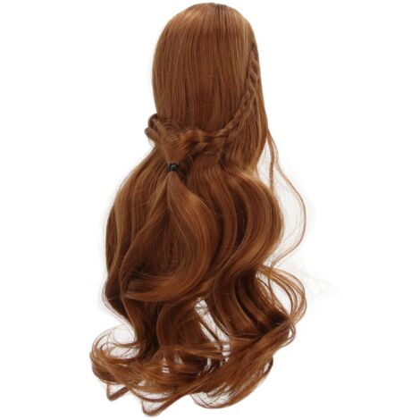 Perruque Bouclée Naturelle pour Poupée BJD 8-9 Pouces, Frange et Cheveux Brun Clair, Accessoire DIY