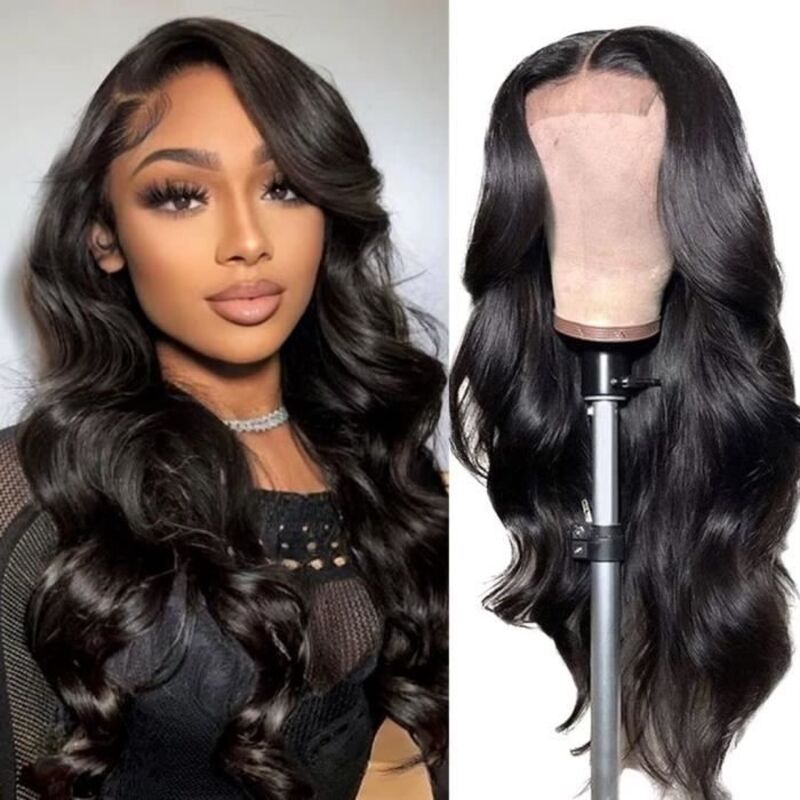 Perruque Bresilienne Perruque Femme Naturelle Cheveux Humain 4x4 Body Lace Wig Human Hair for Black Women Couleur Naturelle 16 P50