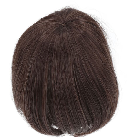 Perruque cheveux courts pour poupée BJD 1/3, fibre synthétique douce, couleur marron foncé, frange droite, modifiable