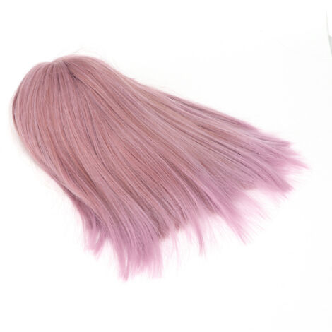 Perruque courte rose pour femme, style Bob réglable avec frange et coupe droite, perruque synthétique confortable