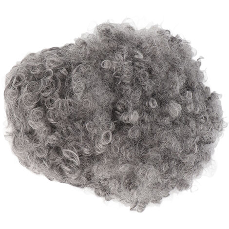Perruque Synthétique Bouclée Gris Court Afro avec Frange Femme