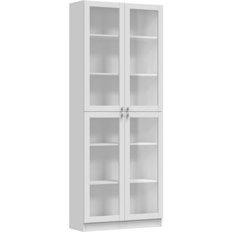 PERRY - Vitrina 4 puertas - Estilo clásico - 6 estantes - 80.5x31x200cm - Muebles de salón