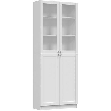 PERRY - Vitrine à quatre portes - Style classique - 6 étagères - 80.5x31x200 cm - Meuble salon