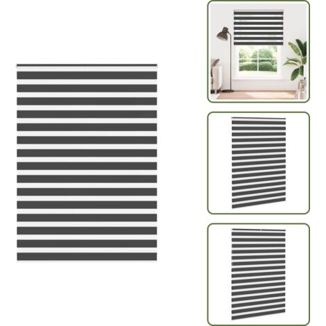 Persiana con cadena - vidaXL Estor cebra negro 165x230 cm tejido ancho 160,9 cm poliéster - Estor enrollable