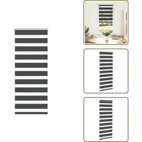 Persiana con cadena - vidaXL Estor cebra negro 55x150 cm tejido ancho 50,9 cm poliéster - Privacidad