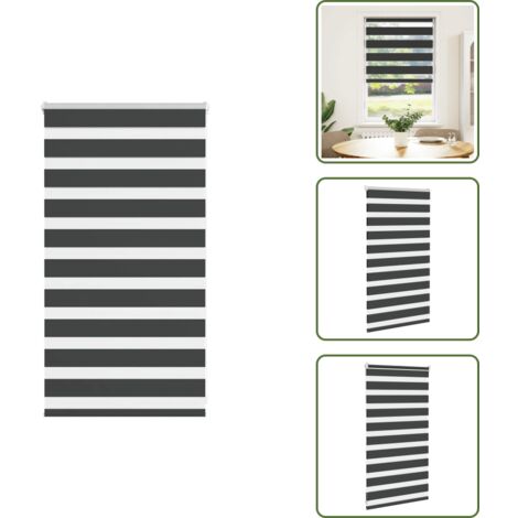 Persiana con cadena - vidaXL Estor cebra negro 80x100 cm tejido ancho 75,9 cm poliéster - Estor enrollable