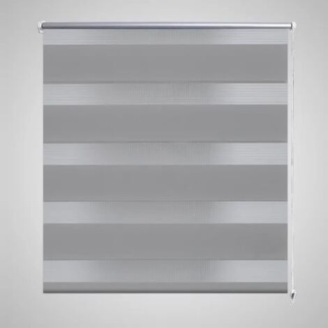 Persiana con efecto de luz - vidaXL Estor Zebra 60,9x120 cm Tejido Ancho 56,7 cm Gris - Persiana con tejido opaco y transparente