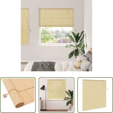 Persiana de bambú - Estor enrollable con cortinas Naturaleza 140 x 160 cm Bambú
