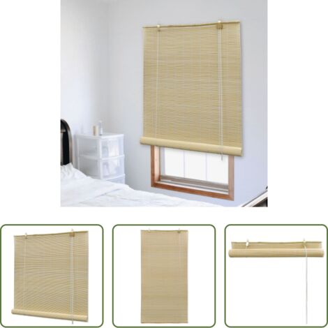 Persiana de bambú natural -  Persiana enrollable de bambú color natural 100x220 cm