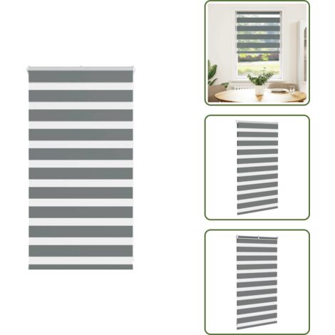 Persiana de tela - vidaXL Estor cebra gris oscuro 90x100cm tejido ancho 85,9 cm poliéster - Persiana con cadena