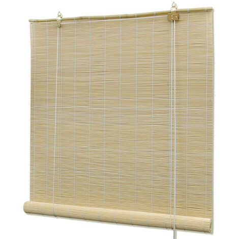 Persiana enrollable de bambu color natural 100x220 cm