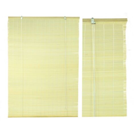 Persiana enrollable de mimbre natural con varilla de madera, dimensiones 120xh300x12 cm.