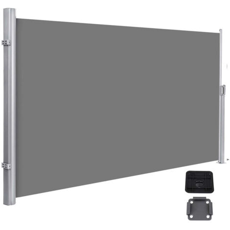 Persiana lateral retráctil protección visual parasol para balcón, terraza, terraza y jardín con fijación al suelo protección visual 180 x 350 cm gris 120001857
