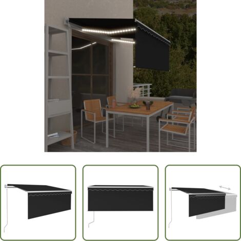 Persiana LED -  Toldo automático persiana LED sensor viento antracita 3,5x2,5 m