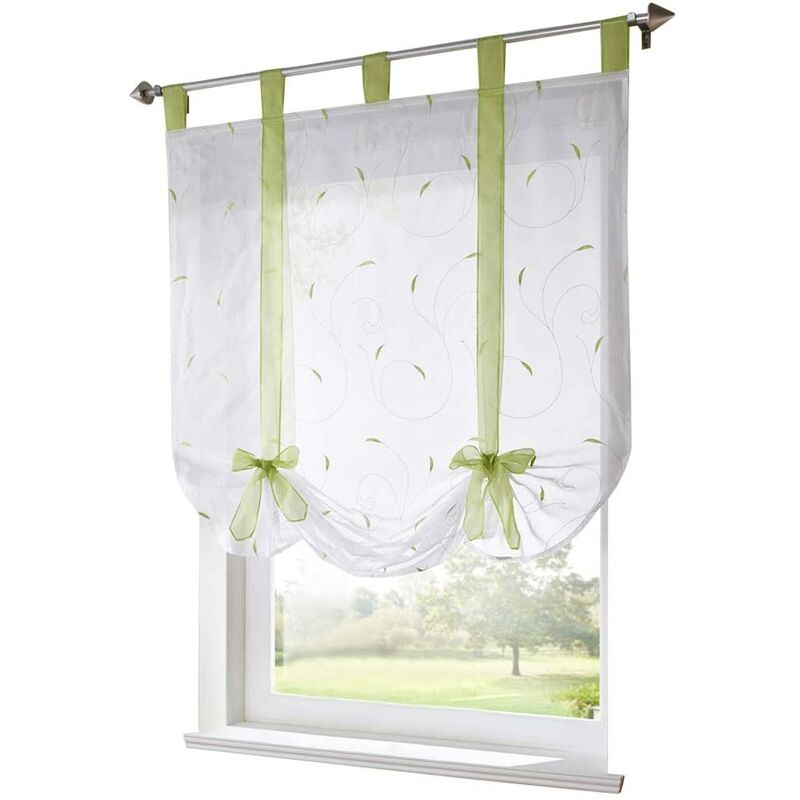 

Persiana romana con cinta bordada Cortinas romanas Cortina de bucle transparente en gasa (An x Al 140x140cm, verde)