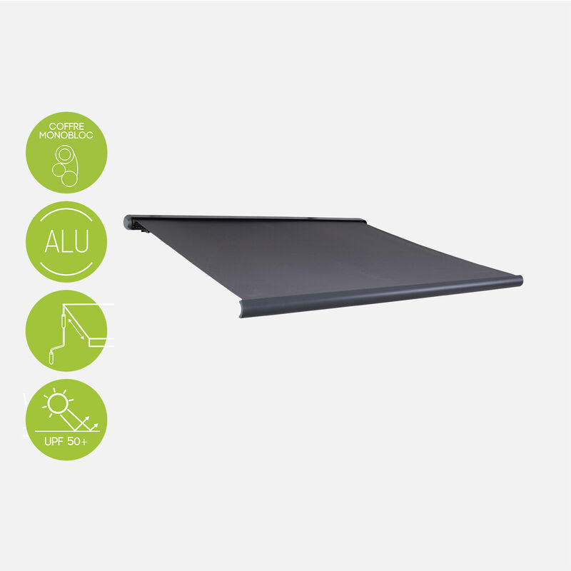 

Persiana toldo Ombrec 3x2,5m de aluminio y poliéster, con cofre integral - Gris