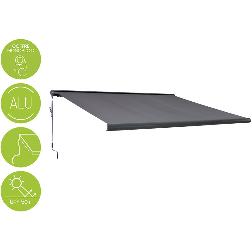 

Persiana toldo Ombrec 4x3m de aluminio y poliéster, con cofre integral - Gris