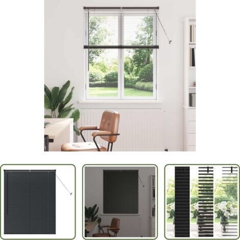 Persianas de aluminio -  Persianas venecianas Manual Negro 130 x 105 cm Aluminio