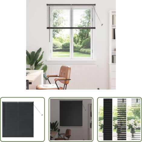 Persianas de aluminio -  Persianas venecianas Manual Negro 130 x 120 cm Aluminio