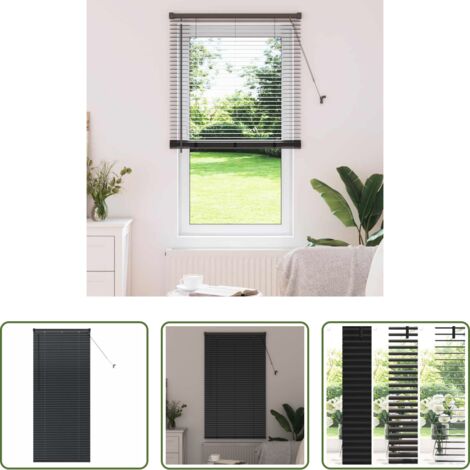 Persianas de aluminio -  Persianas venecianas Manual Negro 175 x 80 cm Aluminio