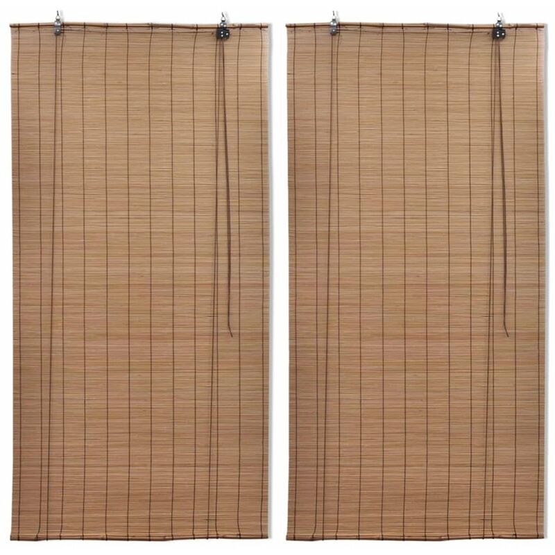 

Persianas enrollables de bambu 2 piezas marron 100x160 cm