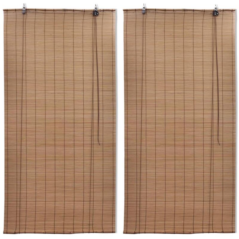 

Persianas enrollables de bambú 2 piezas marrón 100x160 cm