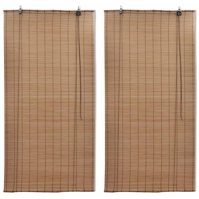 

Persianas enrollables de bambu 2 piezas marron 120x220 cm