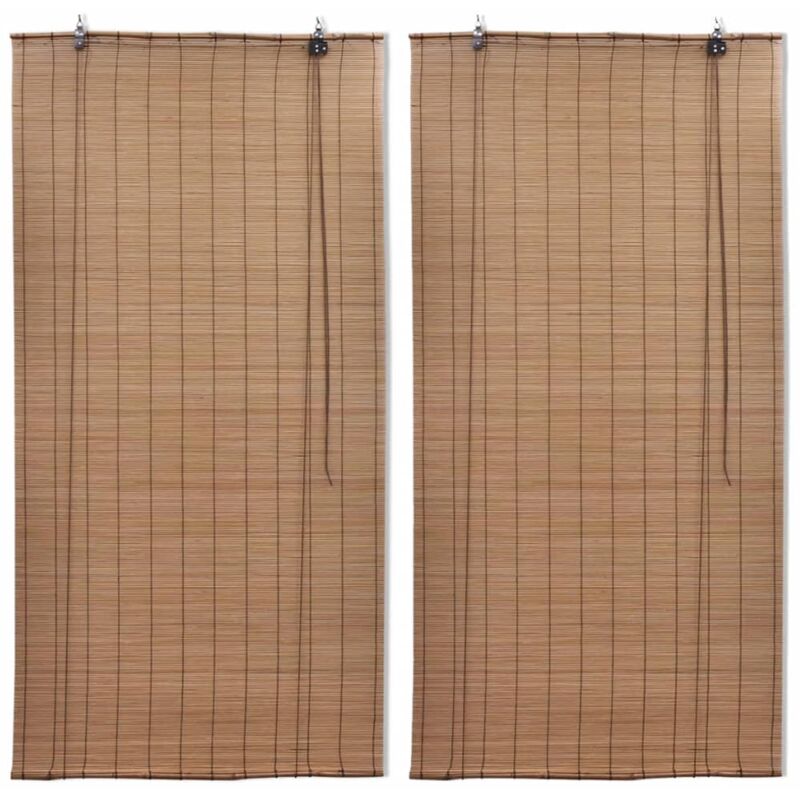 

vidaXL Persianas enrollables de bambú 2 piezas marrón 100x160 cm - Marrón