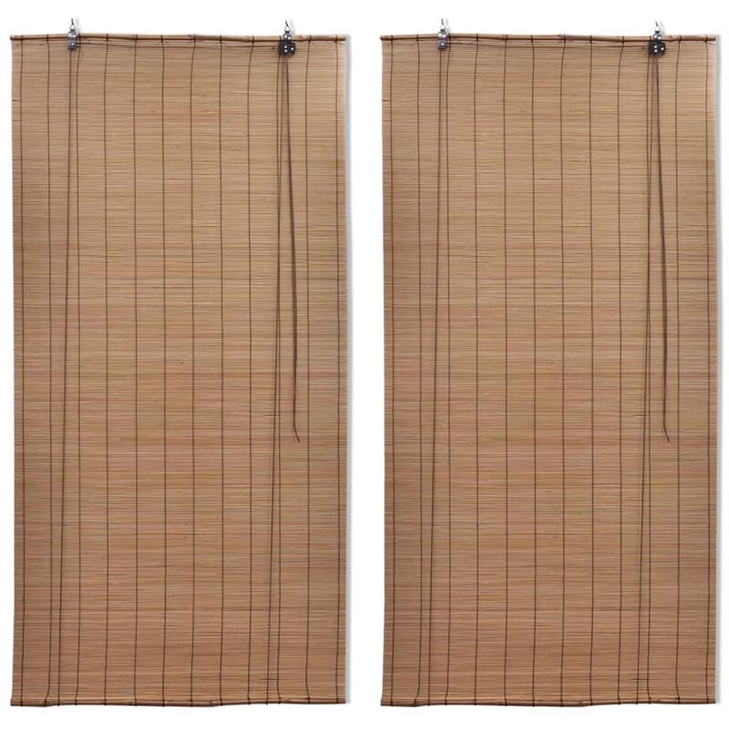 

Persianas enrollables de bambú 2 piezas marrón 150x220 cm