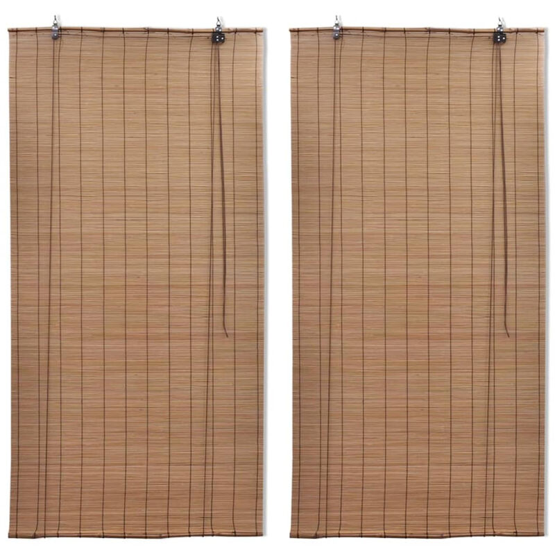 

Persianas enrollables de bambu 2 piezas marron 150x220 cm