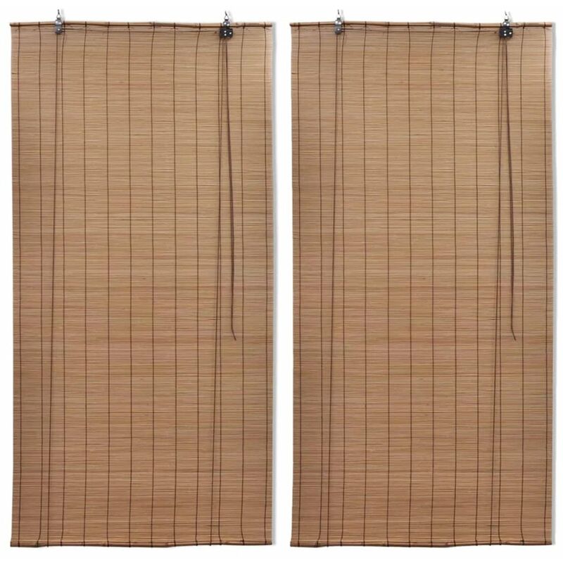 

Persianas enrollables de bambu 2 piezas marron 80x160 cm