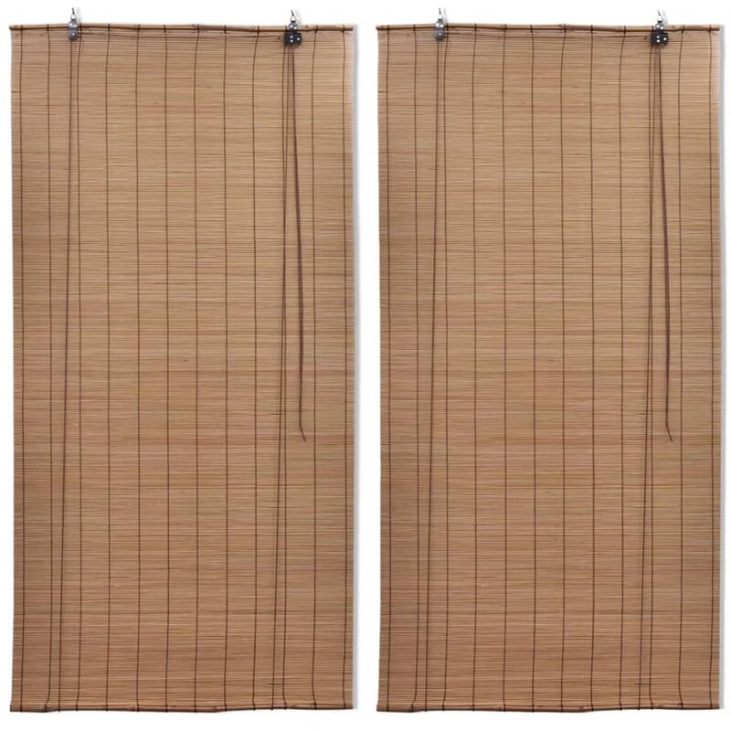 

Persianas enrollables de bambú 2 piezas marrón 80x160 cm