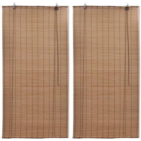 vidaXL Persianas enrollables de bambú 2 piezas marrón 150x220 cm - Marrón
