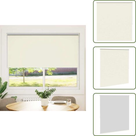 Persianas para oficina - vidaXL Estor enrollable opaco 164,4x175 cm, tela, ancho 160 cm, blanco roto - Persianas con revestimiento plateado